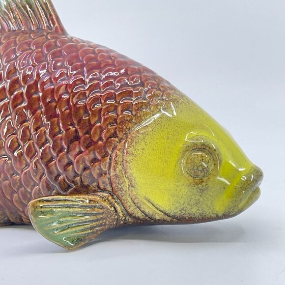vintage ceramic koi fish intricately detailed figurine 12" long - Picture 3 of 11